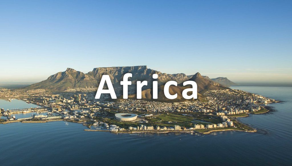 aerial shot of south africa - a major a shipping location for world cargo