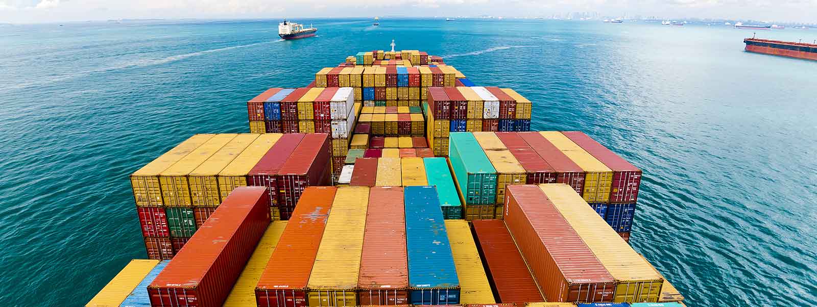 transport ship carrying ocean freight mid trip